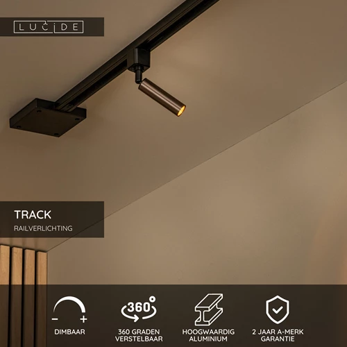 Lucide TRACK KEONI Railspot - 1-fase Railsysteem / Railverlichting - 1xG9 - Koffie - USP